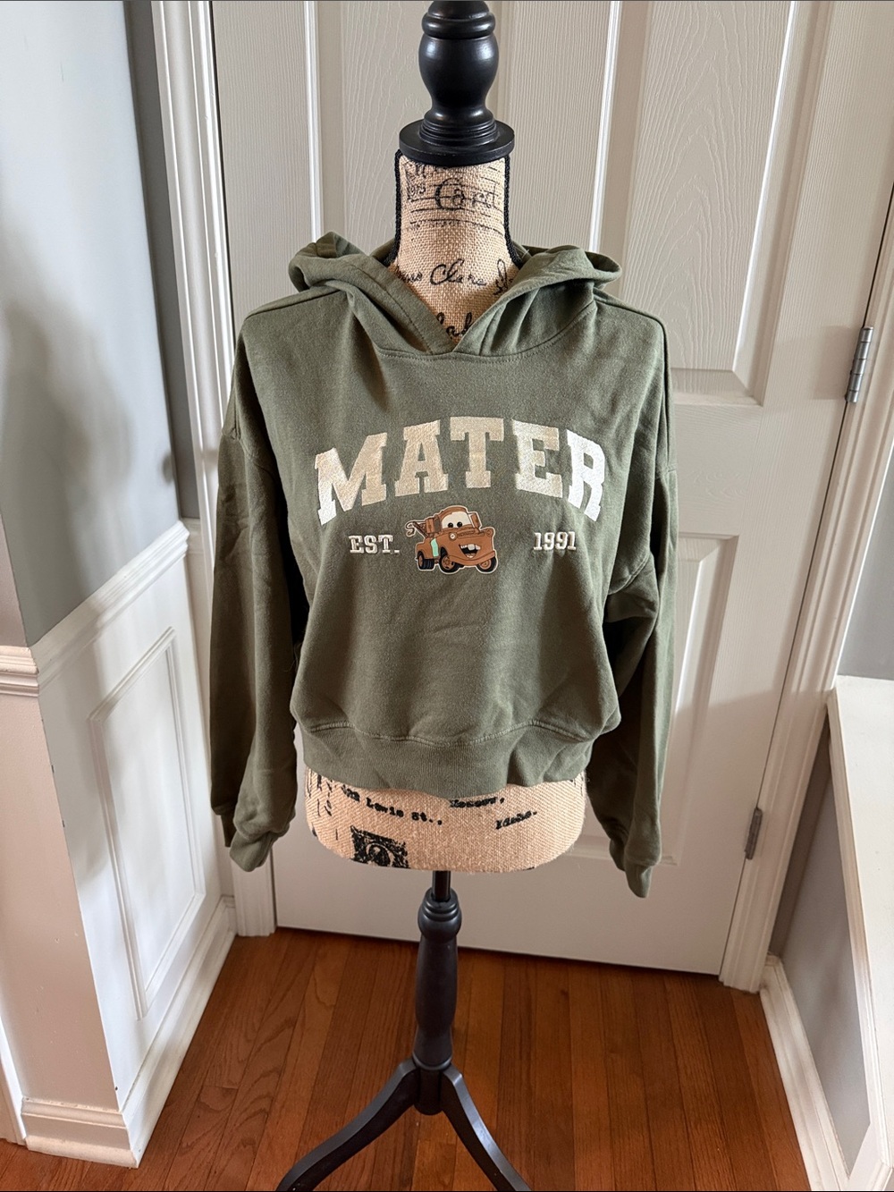 MATER Olive Green Graphic Hooded Sweatshirt